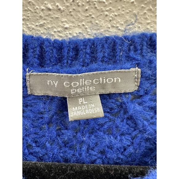 NY Collection Womens Sweater Size Petite Large Blue Knit - Picture 4 of 11